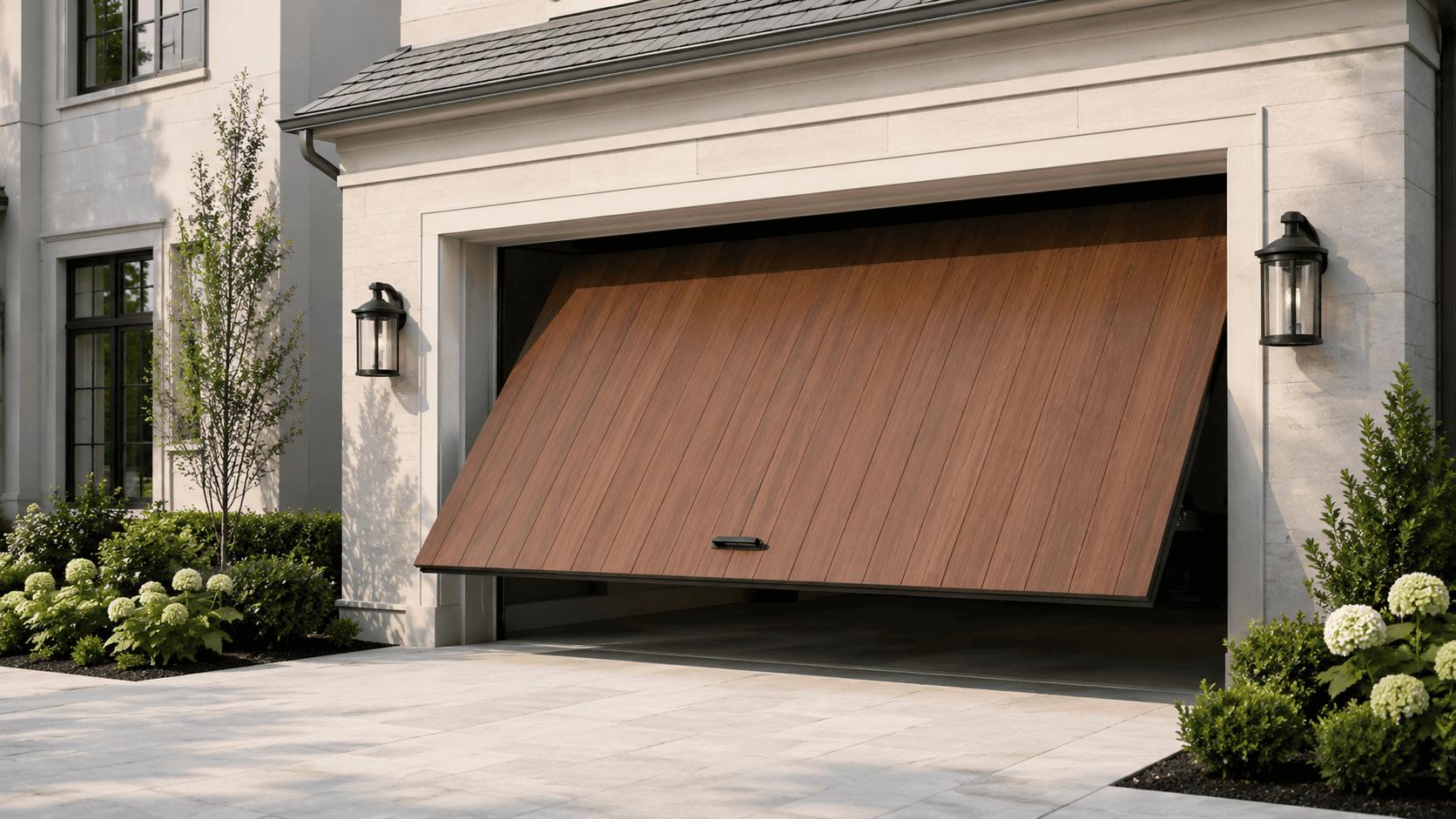 Garage door repair in progress — Warner